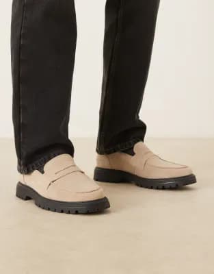 NOAK made in Portugal tassel loafers in stone suede